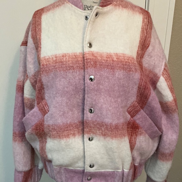 IRO Lahiana Bomber Jacket - Mixed Light Pink Sz 40 - Picture 2 of 7